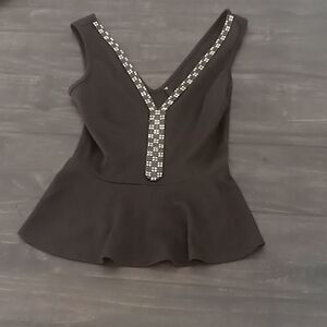 Black flare top with rhinestones detail size small